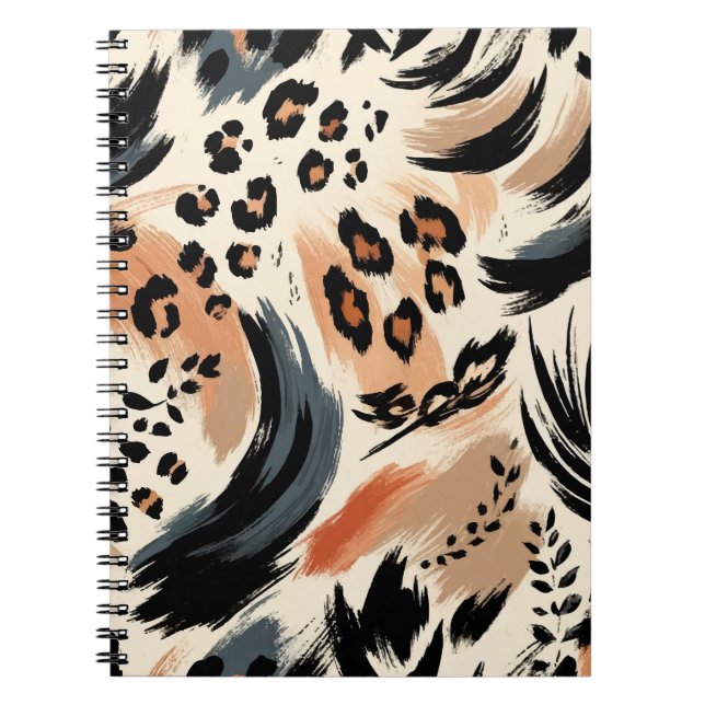 Carnet Impression d'animal exotique peint abstrait Léopar (Devant)