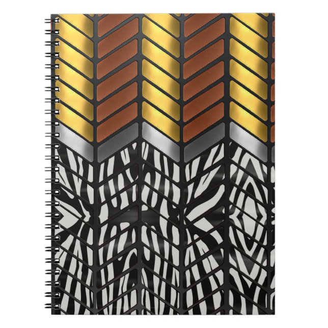 Carnet Impression d'animal zèbre à chevron zigzag moderne (Devant)