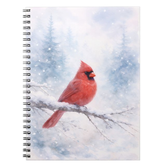 Carnet Impression d'art à l'aquarelle du cardinal rouge d (Devant)