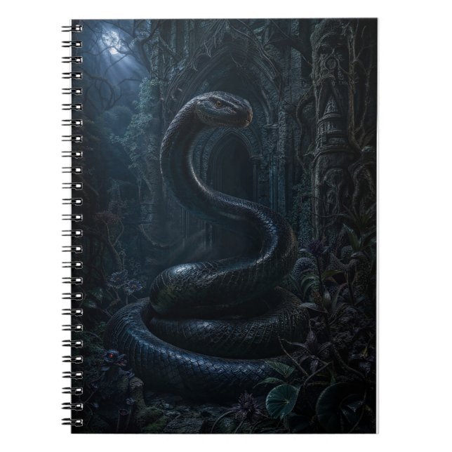 Carnet Impression d'art botanique sombre serpent gothique (Devant)