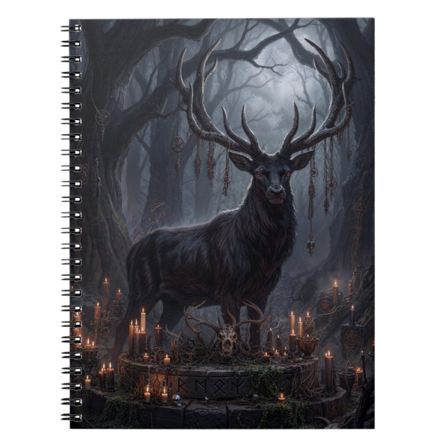 Carnet Impression d'art de cerf gothique forêt sombre (Devant)