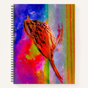 Carnet Impression d'art de paysage onirique d'oiseau cosm