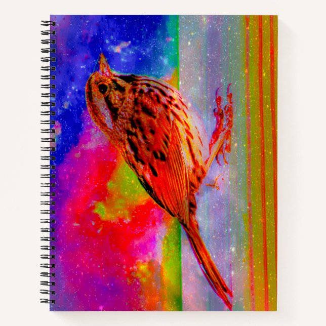 Carnet Impression d'art de paysage onirique d'oiseau cosm (Devant)