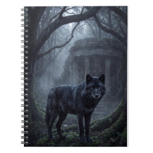 Carnet Impression d'art Loup gothique Forêt sombre