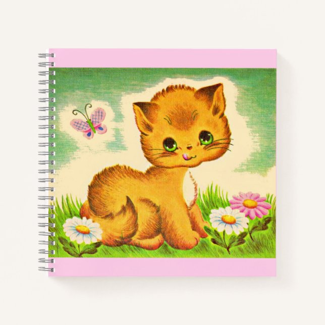 Carnet impression de chaton adorable aux yeux verts (Devant)