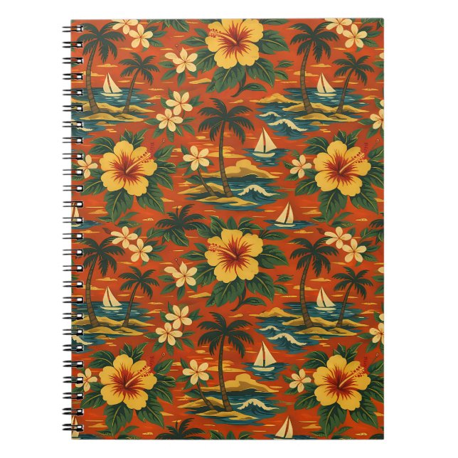 Carnet Impression de chemise hawaïenne vibrante du milieu (Devant)