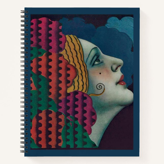 Carnet impression de femme art déco circa 1930 (Devant)