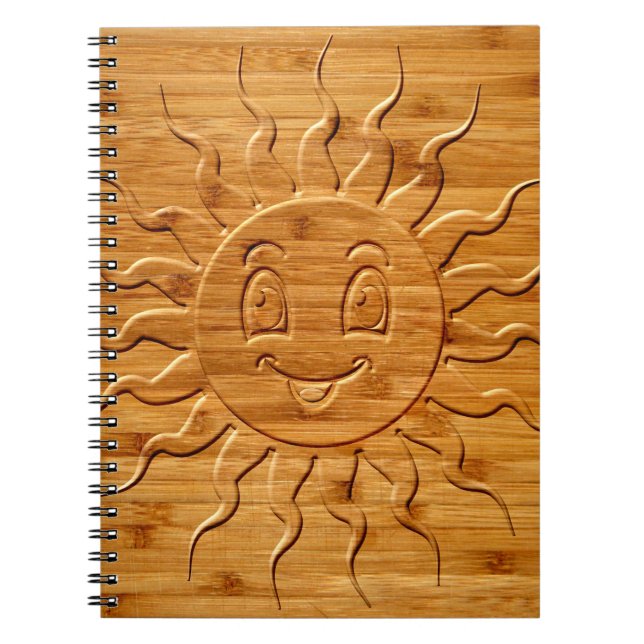 Carnet Impression De La Face Solaire Souriante En Bois (Devant)
