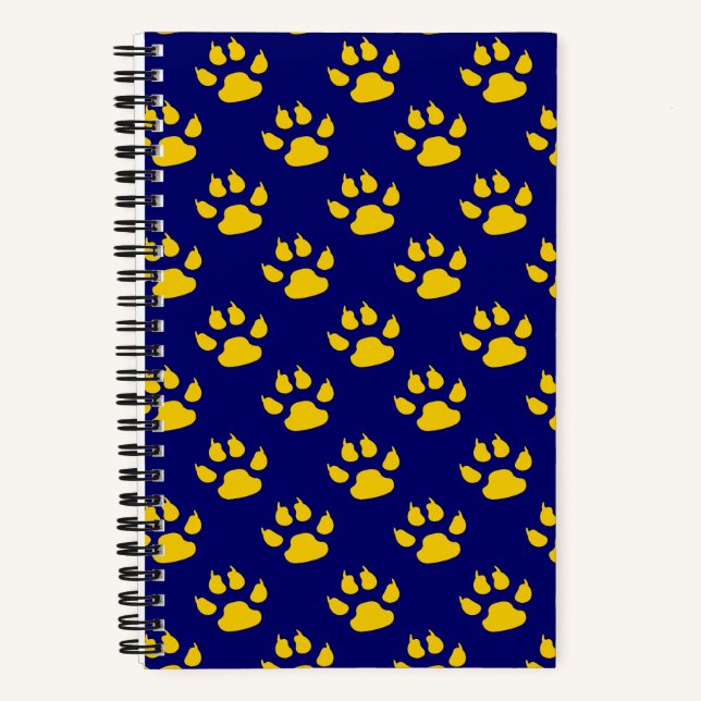 Carnet Impression de motif de patte mignonne bleu marine (Recto)