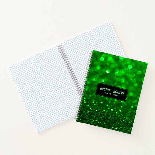 Carnet Impression de paillettes fausses vertes (Intérieur)