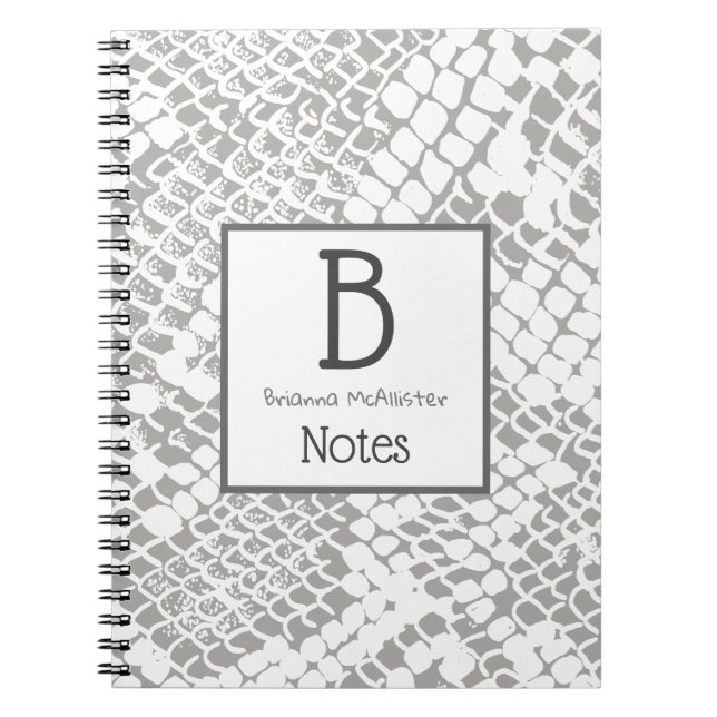 Carnet Impression de peau de serpent moderne blanche | No (Devant)