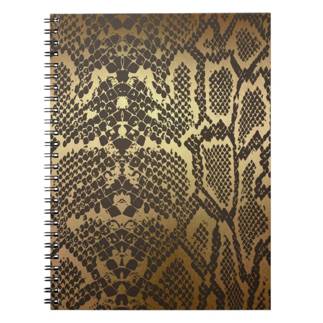 Carnet Impression de peau de serpent Moderne Glam Or (Devant)