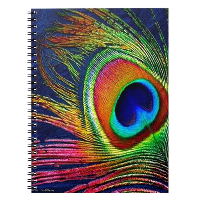 Carnet Impression de plume de paon colorée (Devant)