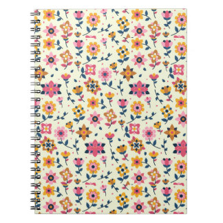 Carnet Impression florale colorée et fantaisiste sur fond