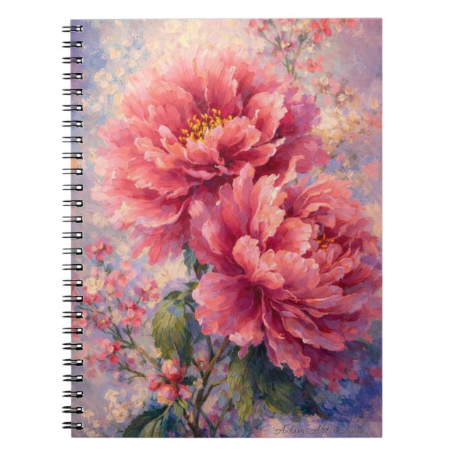 Carnet Impression Florale de Pivoine Romantique (Devant)