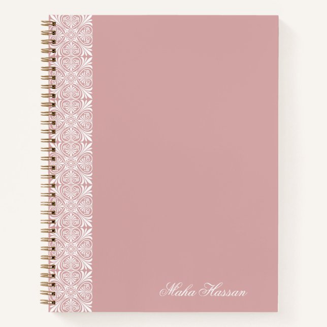 Carnet Impression florale géométrique rose poudrée person (Devant)