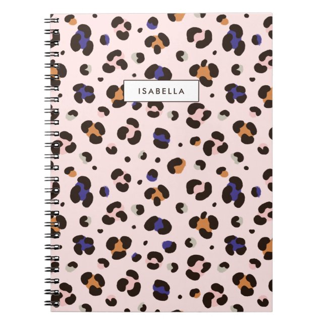 Carnet Impression léopard rose personnalisée (Devant)