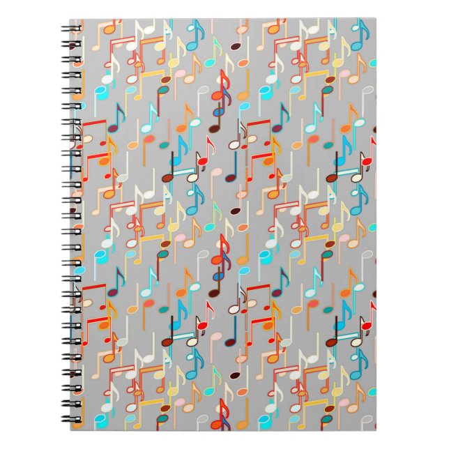 Carnet Impression musicale - Gris moyen, Multi (Devant)