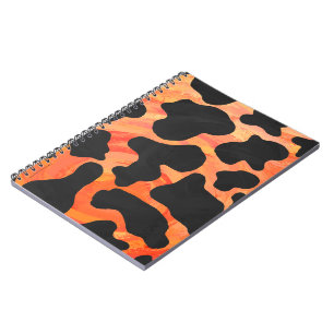 Carnet Impression noire et orange de vache