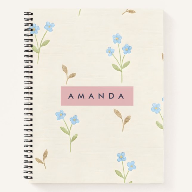 Carnet Impression personnalisée de fleur sauvage bleue ch (Devant)