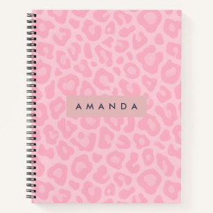 Carnet Impression personnalisée léopard rose pâle