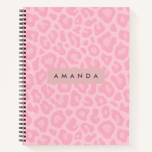 Carnet Impression personnalisée léopard rose pâle (Devant)