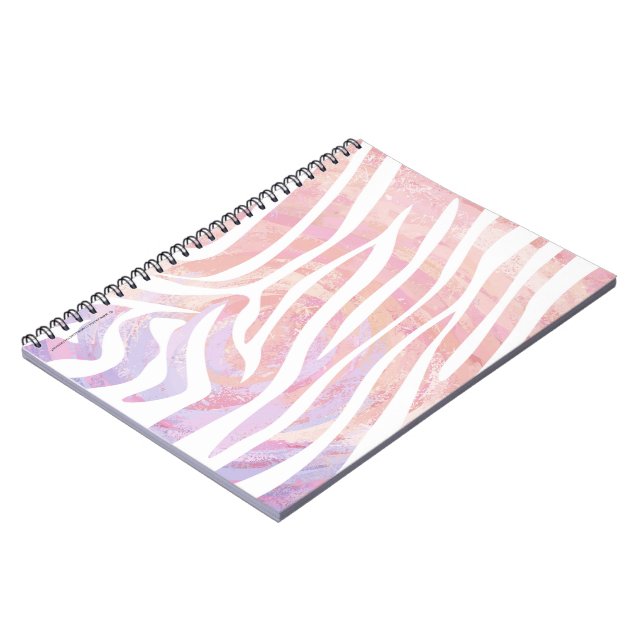 Carnet Impression rose et blanc Zebra (Côté gauche)