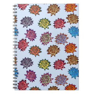 Carnet Impression Rose pointillée, Modèle Floral Moderne