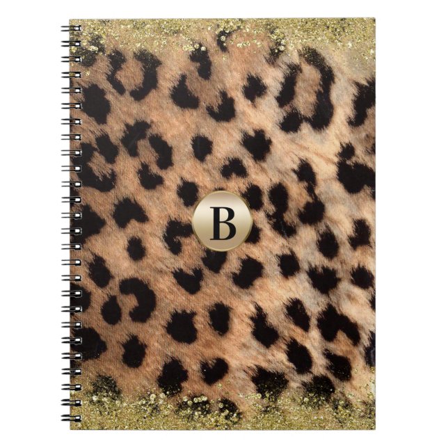 Carnet Imprimé animal léopard guépard paillettes dorées m (Devant)