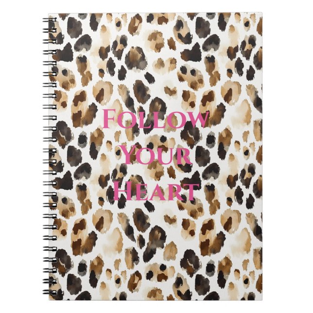 Carnet Imprimé animalier léopard marron crème (Devant)