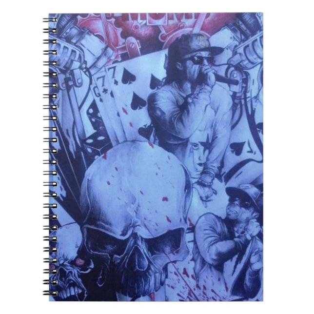 Carnet Imprimé d'art Pop Musiciens Bleu Violet (Devant)