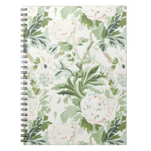 Carnet Imprimé de jardin Pivoine blanche et feuille de sa