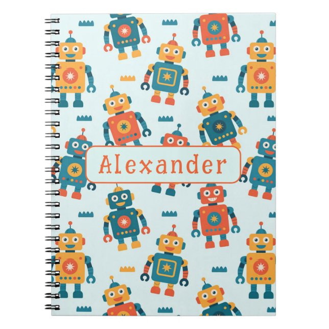 Carnet Imprimé de robot personnalisable mignon (Devant)