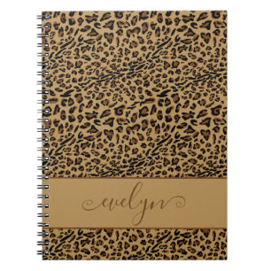 Carnet Imprimé léopard marron et noir personnalisé
