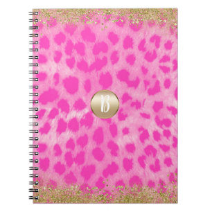 Carnet Imprimé léopard rose pailletté or moderne