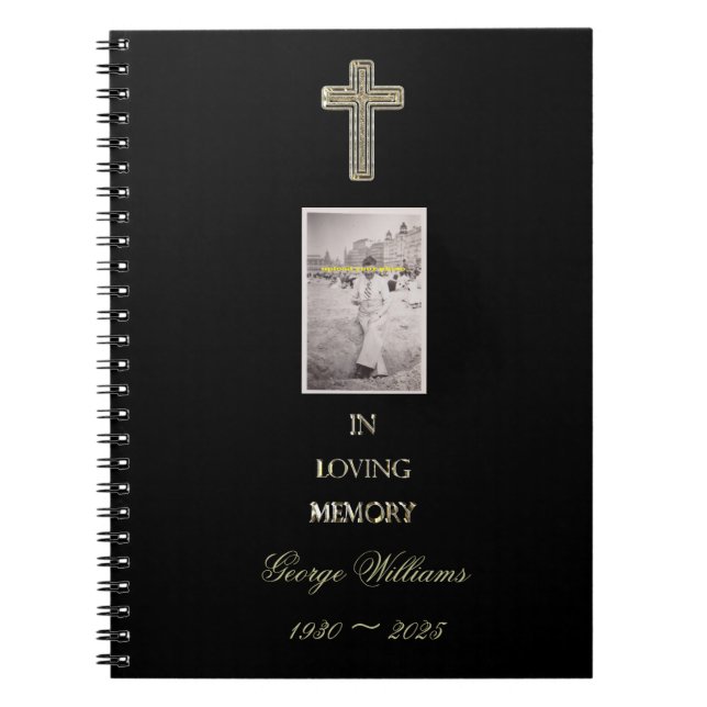 Carnet In Love Memory Typography Golden Cross Photo (Devant)