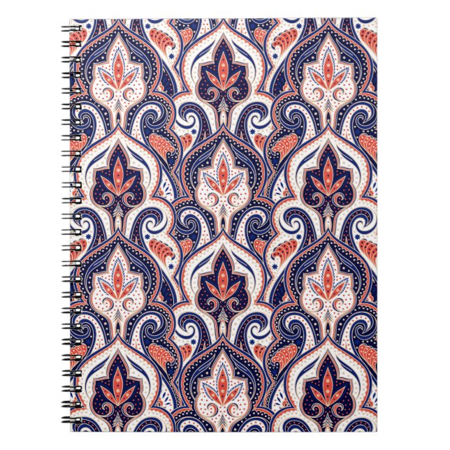 Carnet Indian Paisley : Médaillon Floral Sans Seamless. (Devant)