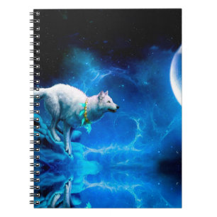 Carnet Indian wolf and the full moon