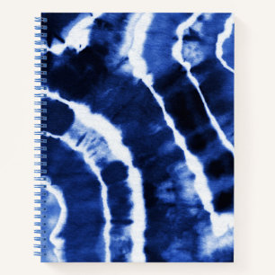 Carnet Indigo Navy Denim Blue Fun Cool Tie Dye Aquarelle