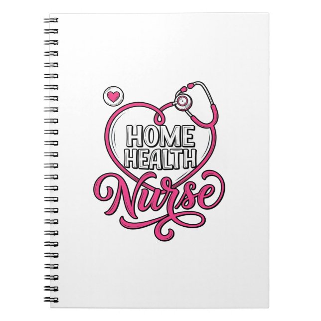 Carnet Infirmière à domicile Stéthoscope Rose Design de C (Devant)