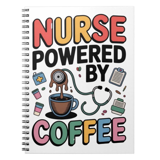 Carnet Infirmière alimentée par le café (Devant)