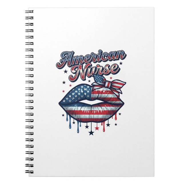 Carnet Infirmière Américaine Lips Patriotic Vector Design (Devant)