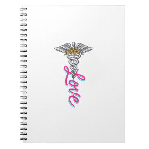 Carnet Infirmière Amour Caducée Floral Médical Design Ver