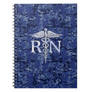 Carnet Infirmière autorisée RN Caduceus sur Camo bleu de