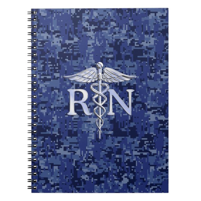 Carnet Infirmière autorisée RN Caduceus sur Camo bleu de  (Devant)
