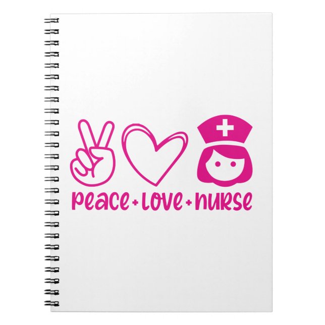 Carnet Infirmière Cadeau Paix Amour Infirmière (Devant)