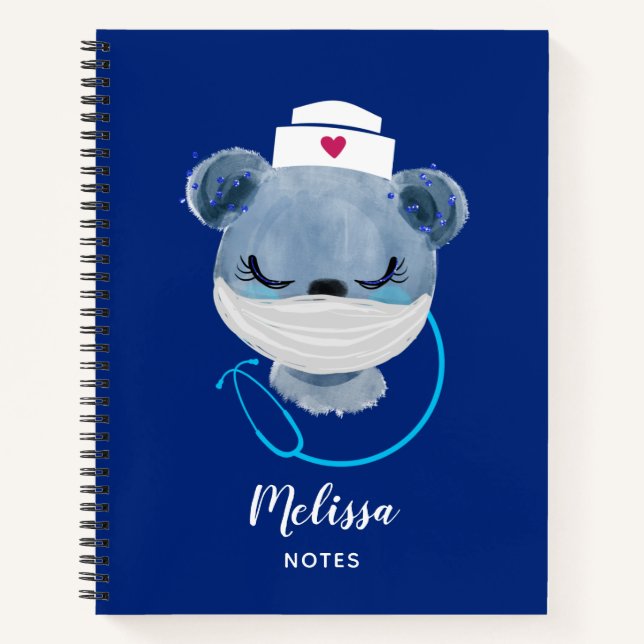 Carnet Infirmière de l'ours mignonne portant un Masque Mé (Devant)