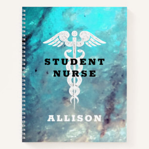 Carnet Infirmière étudiante Médicale Caduceus Turquoise P