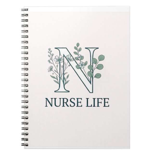 Carnet Infirmière Florale Vie Monogramme N (Devant)