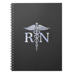 Carnet Infirmière inscrite RN Caduceus Snakes Carbon
